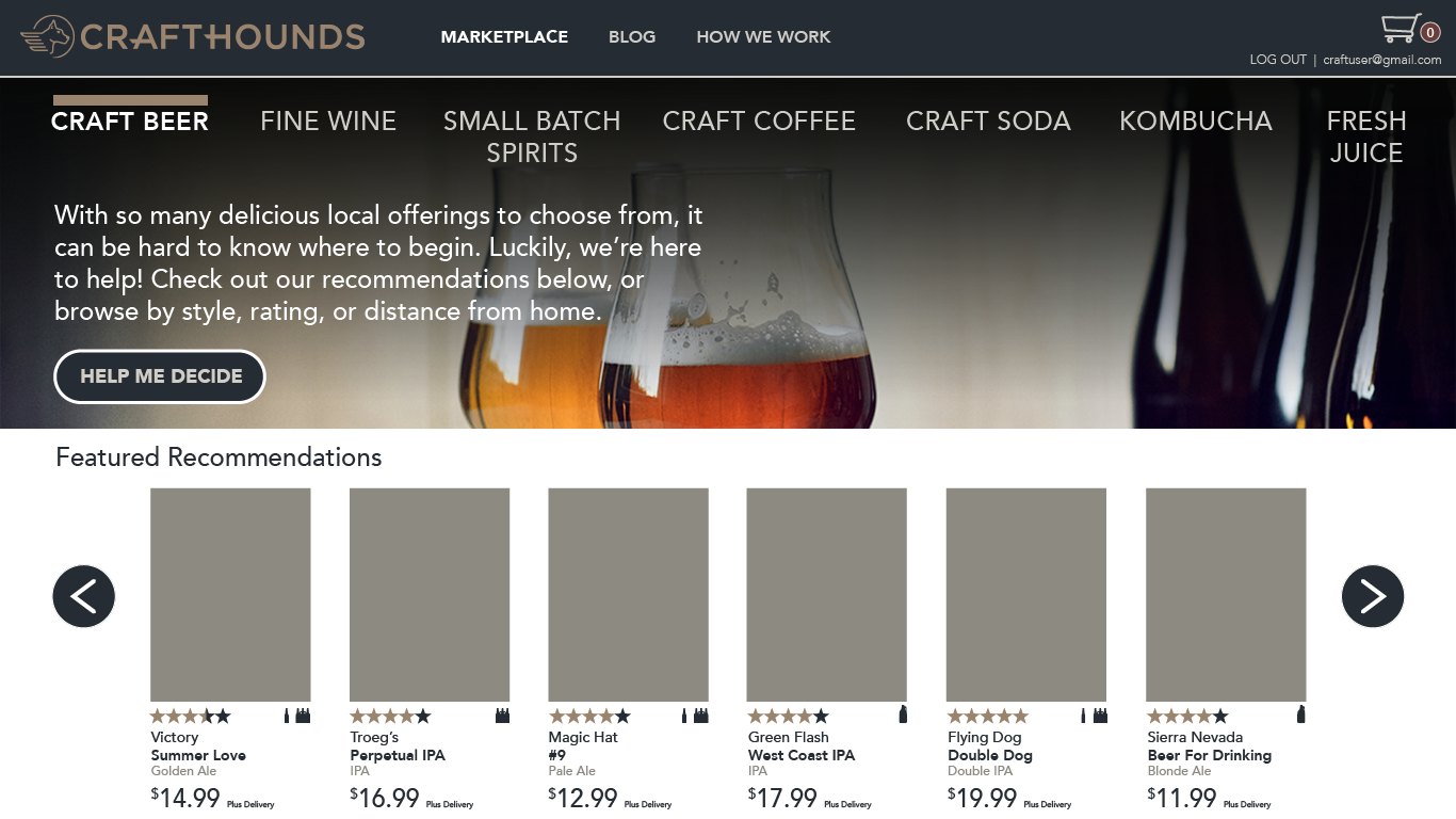 The "Fresh Craft Marketplace" for craft beer, with a call to action for the decision engine.